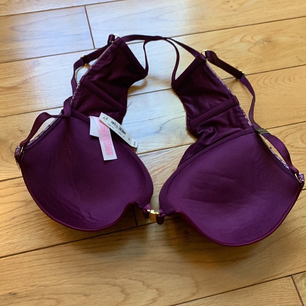 2015 NWT Victoria’s secret Very Sexy Plunge 34 C maroon lace, crisscross back - Picture 10 of 12